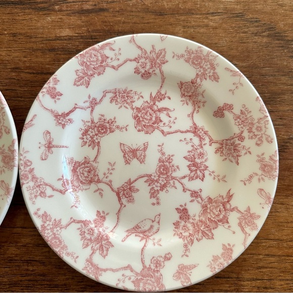 Vintage Queen’s by Churchill England Toile de jouy Pink Floral Butterfly 2 Plate - Picture 2 of 7